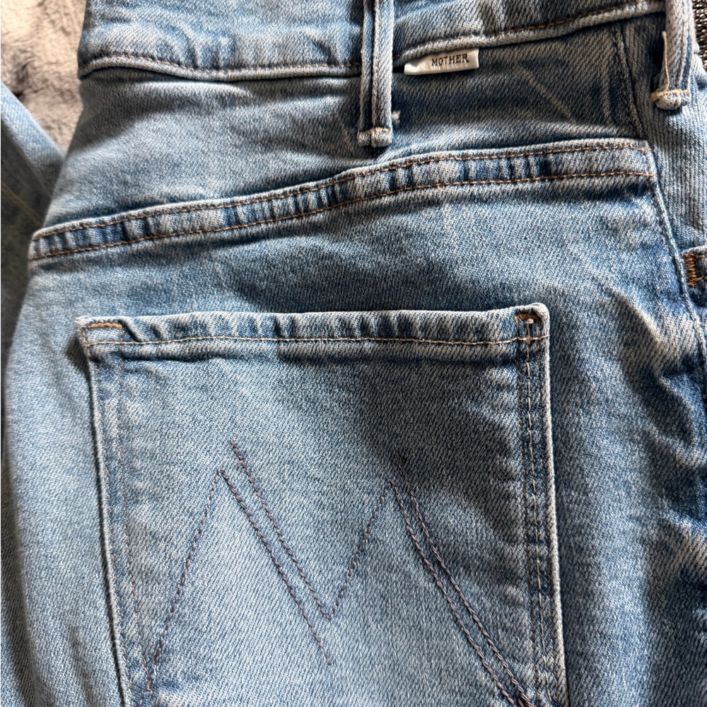 MOTHER Light Blue Denim Jeans with Pocket 'M' Stitch